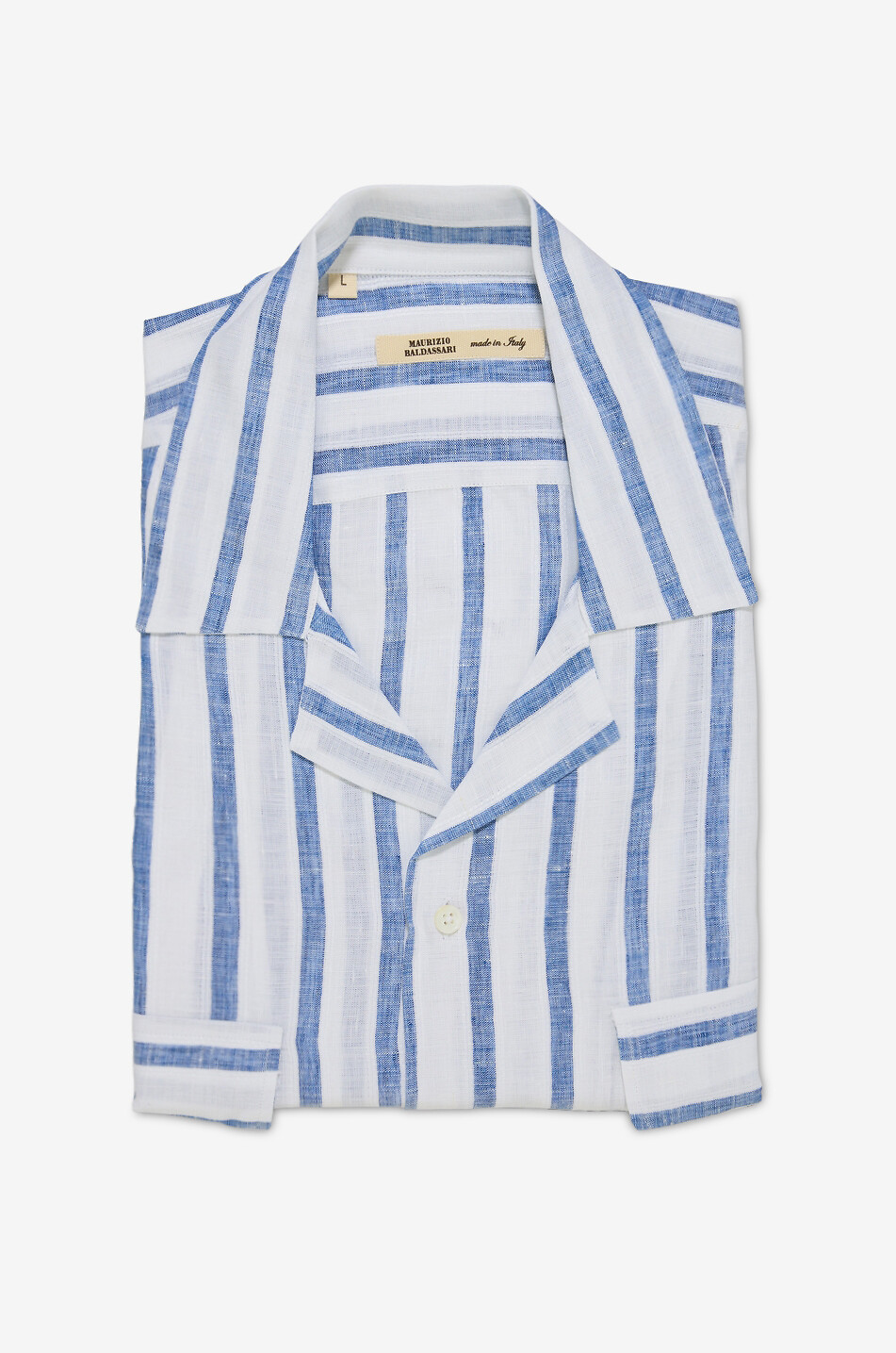 Striped linen Cuban collar shirt