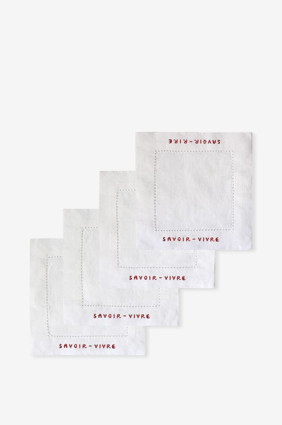 ARKITAIP Gratitude linen cocktail napkins set of four Home WHITE 1