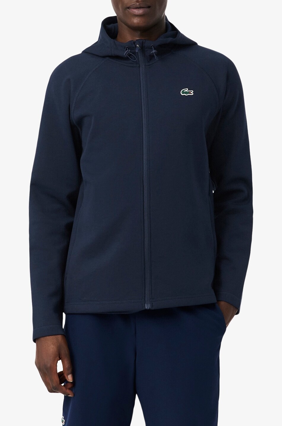 LACOSTE Lightweight hooded jacket in cotton interlock Men DARK BLUE 2