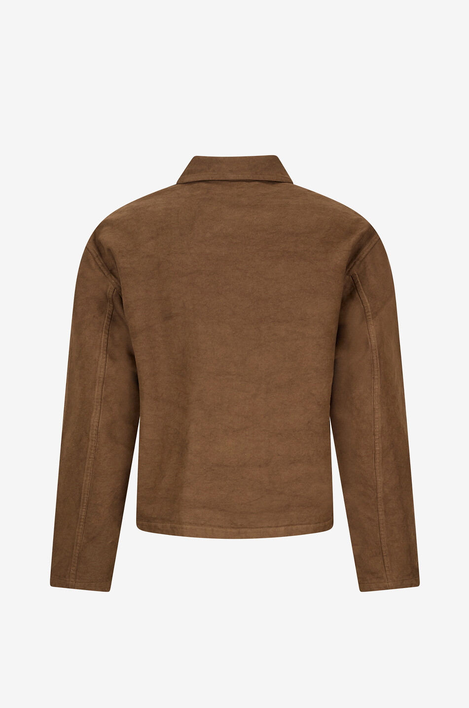 AURALEE Lightweight short shirt collar jacket in cotton twill Men DARK BROWN 2