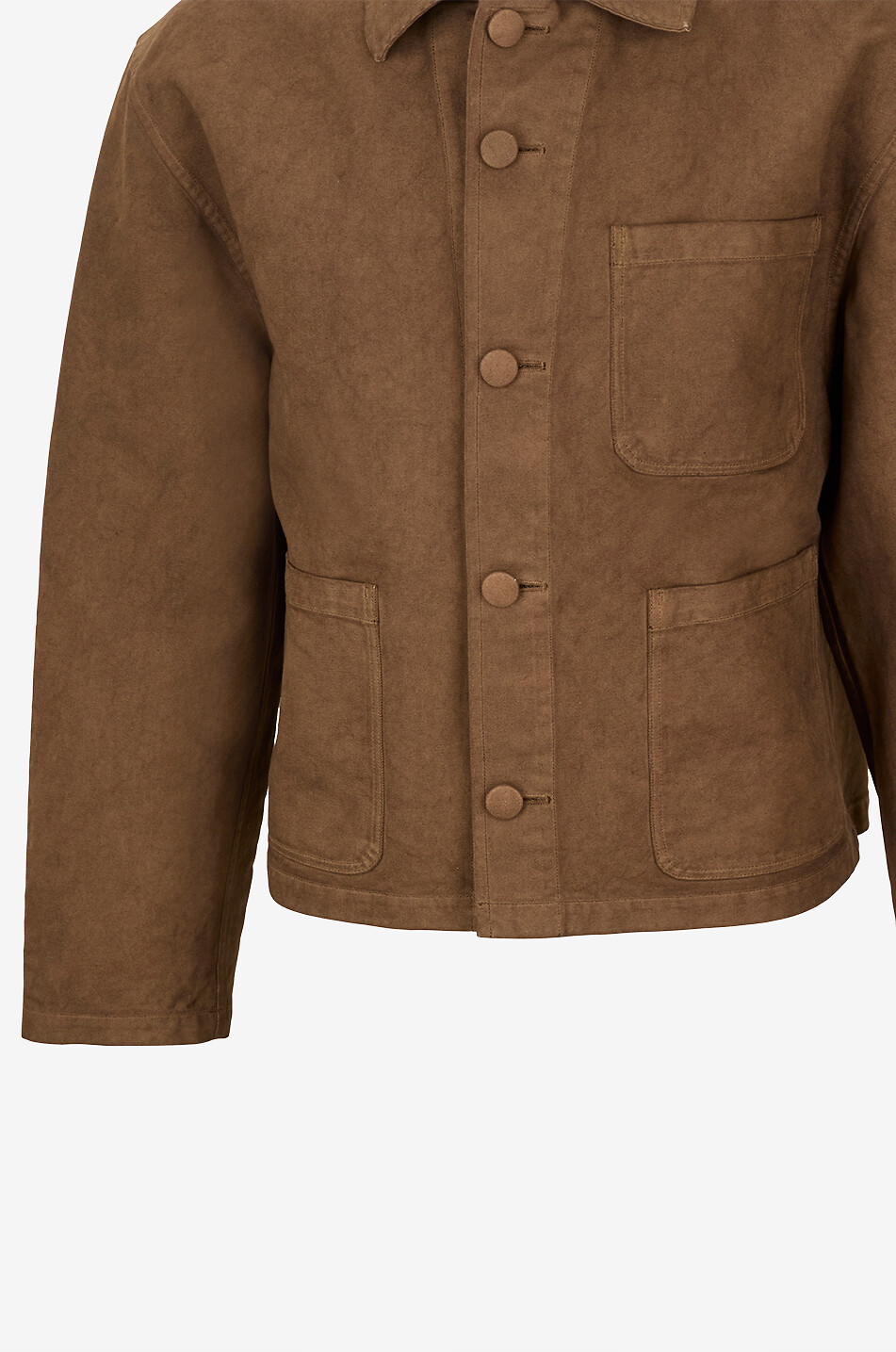 AURALEE Lightweight short shirt collar jacket in cotton twill Men DARK BROWN 3
