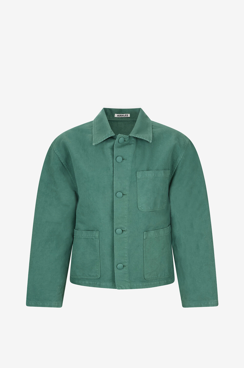 AURALEE Lightweight short shirt collar jacket in cotton twill Men DARK GREEN 1