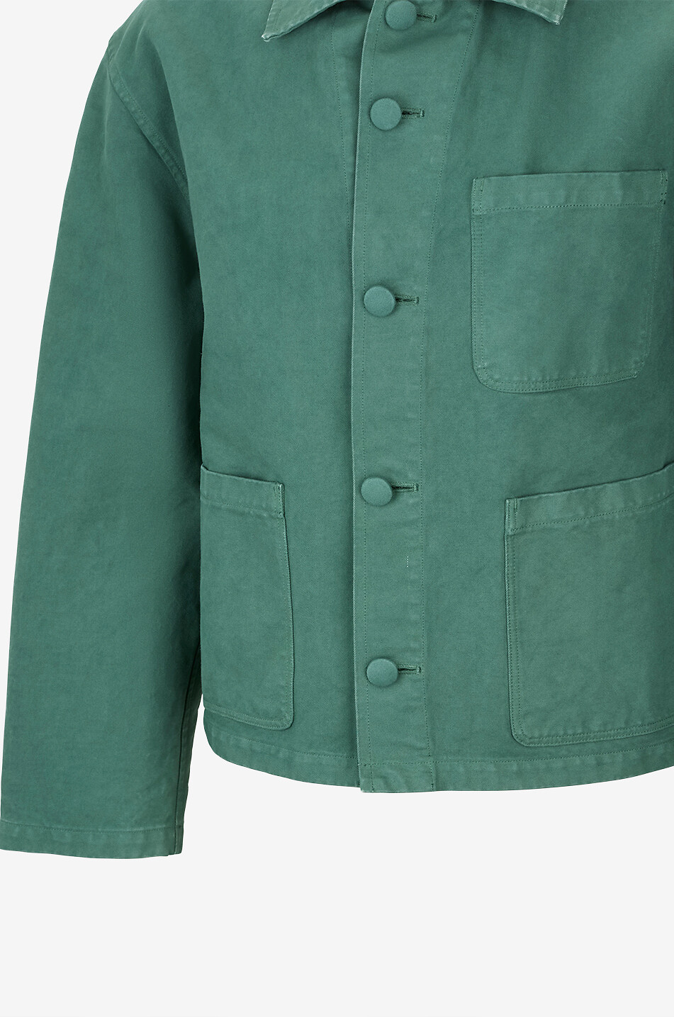 AURALEE Lightweight short shirt collar jacket in cotton twill Men DARK GREEN 3