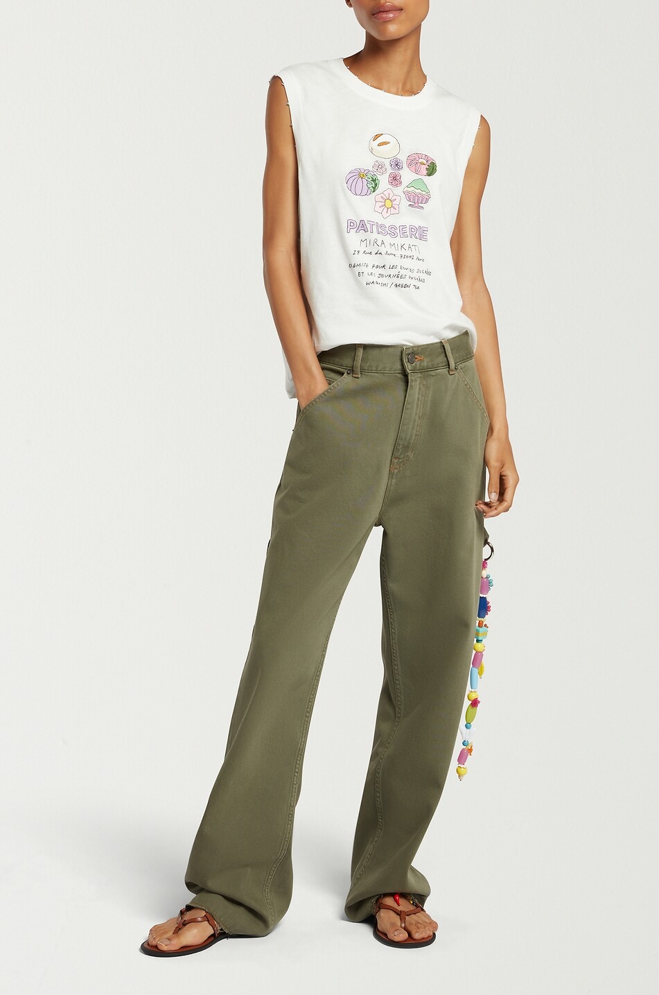 MIRA MIKATI Relaxed Carpenter straight cotton jeans Women KHAKI 4