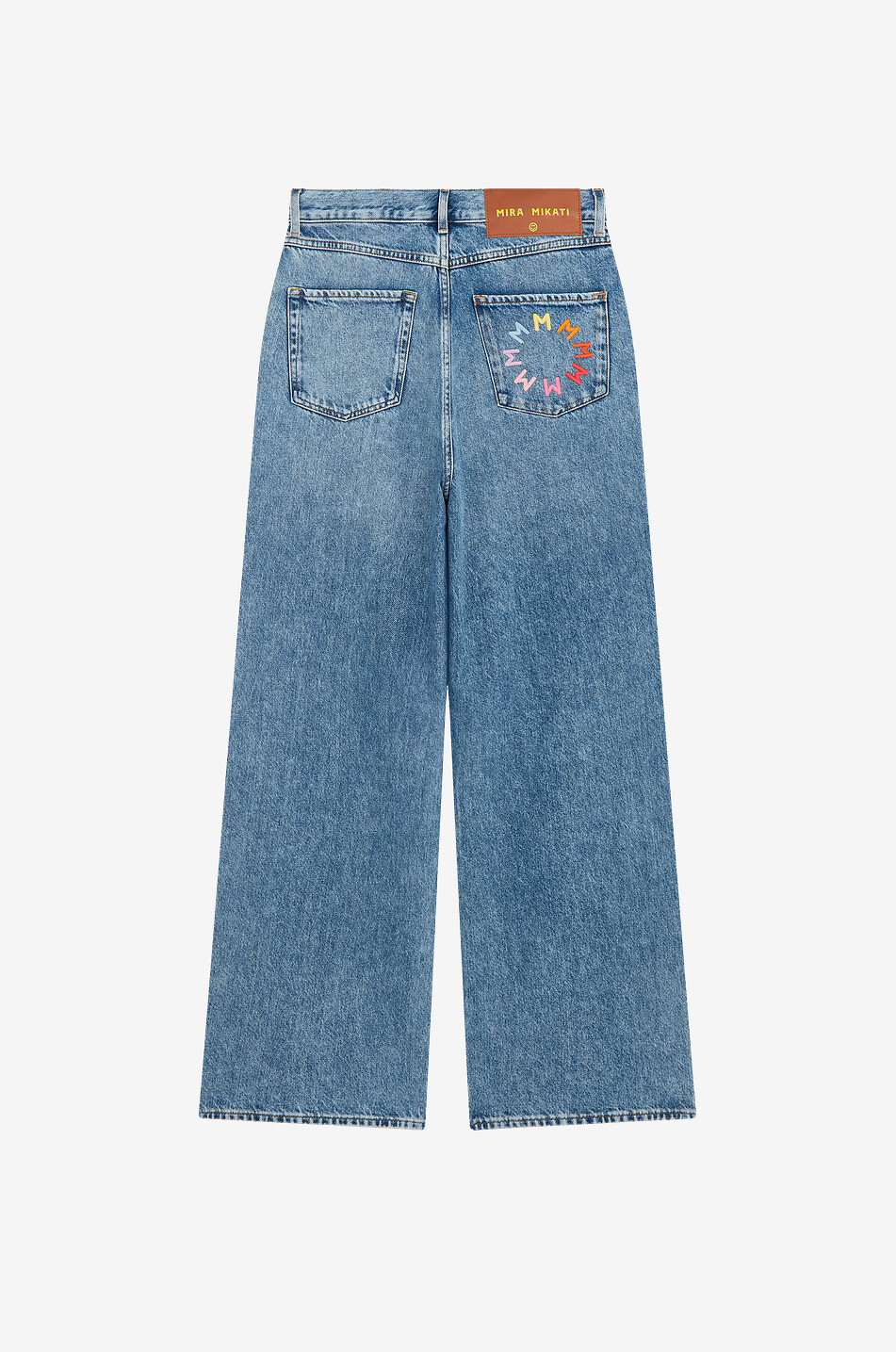 MIRA MIKATI Embroidered straight-leg jeans in cotton denim Women BLUE 2