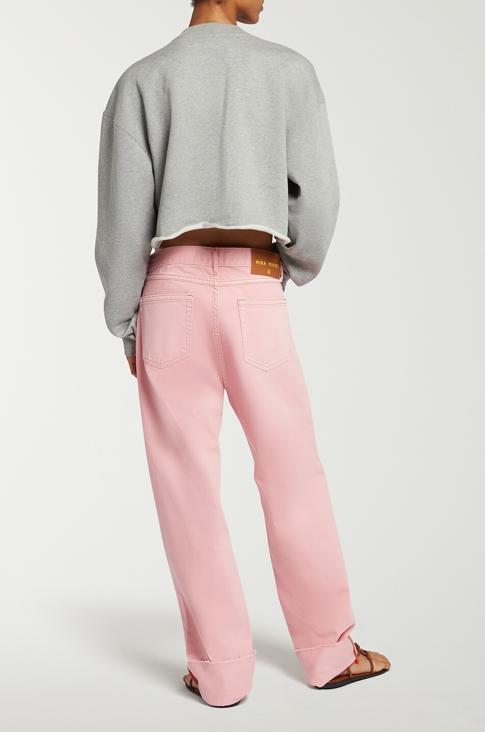 MIRA MIKATI Wide-leg straight jeans in cotton denim Women PINK 4