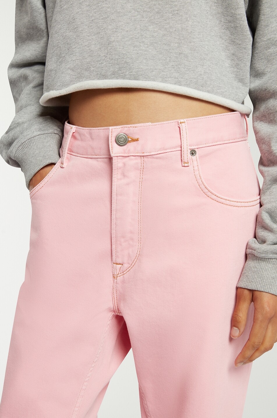 MIRA MIKATI Wide-leg straight jeans in cotton denim Women PINK 5
