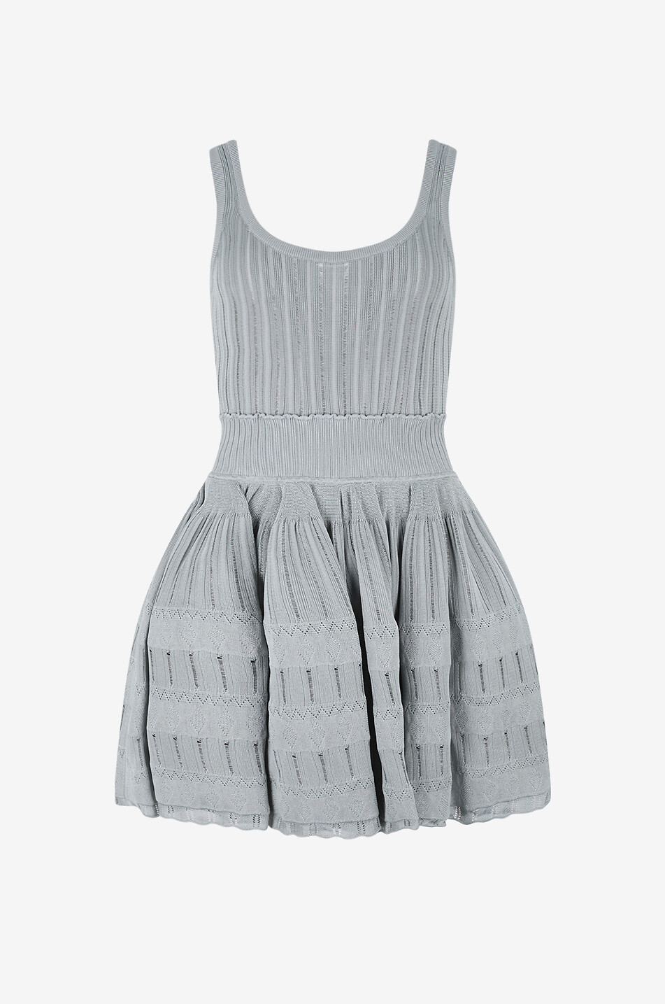 ALAÏA Crinoline flared short knit dress Women LIGHT GREEN 1