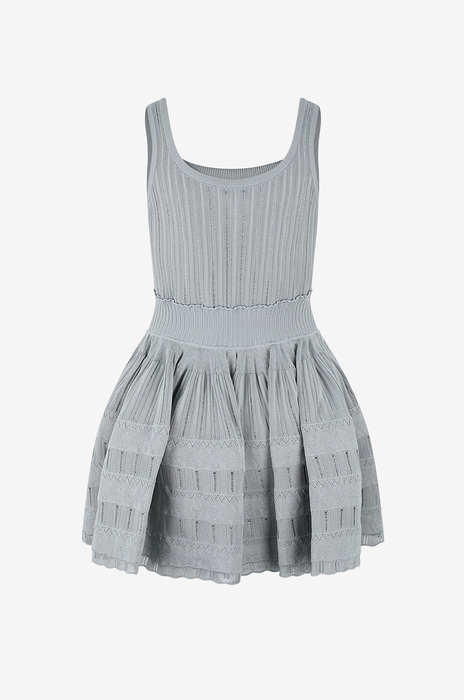 ALAÏA Crinoline flared short knit dress Women LIGHT GREEN 2