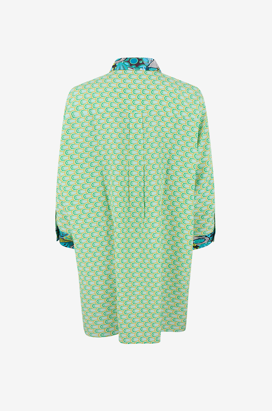 KARMA ON THE ROCKS Chemise longue en soie à imprimé géométrique Gifu Femme VERT 2