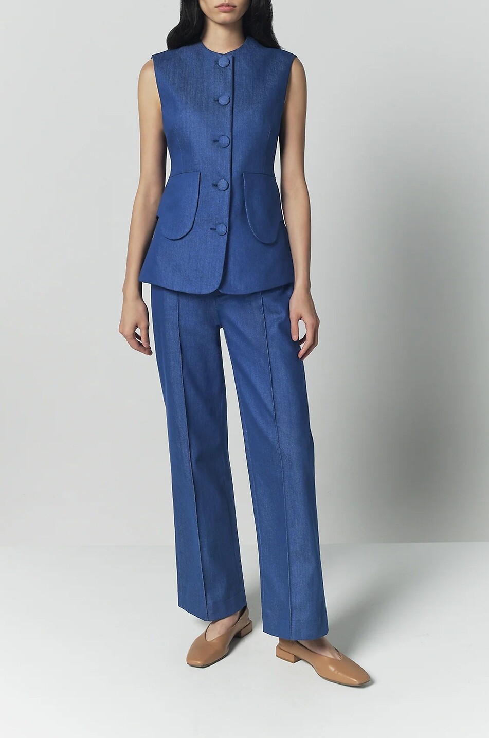DESTREE Yoshitomo flared straight high-rise denim trousers Women BLUE 3