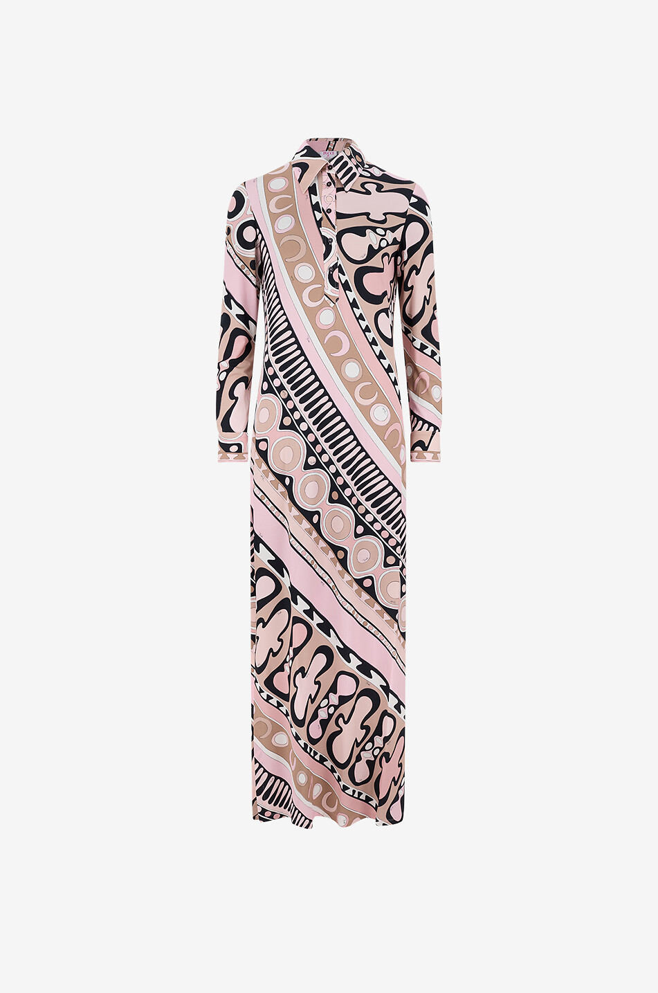 PUCCI Pointed collar fitted long dress in viscose Women MULTI COLOURED 1