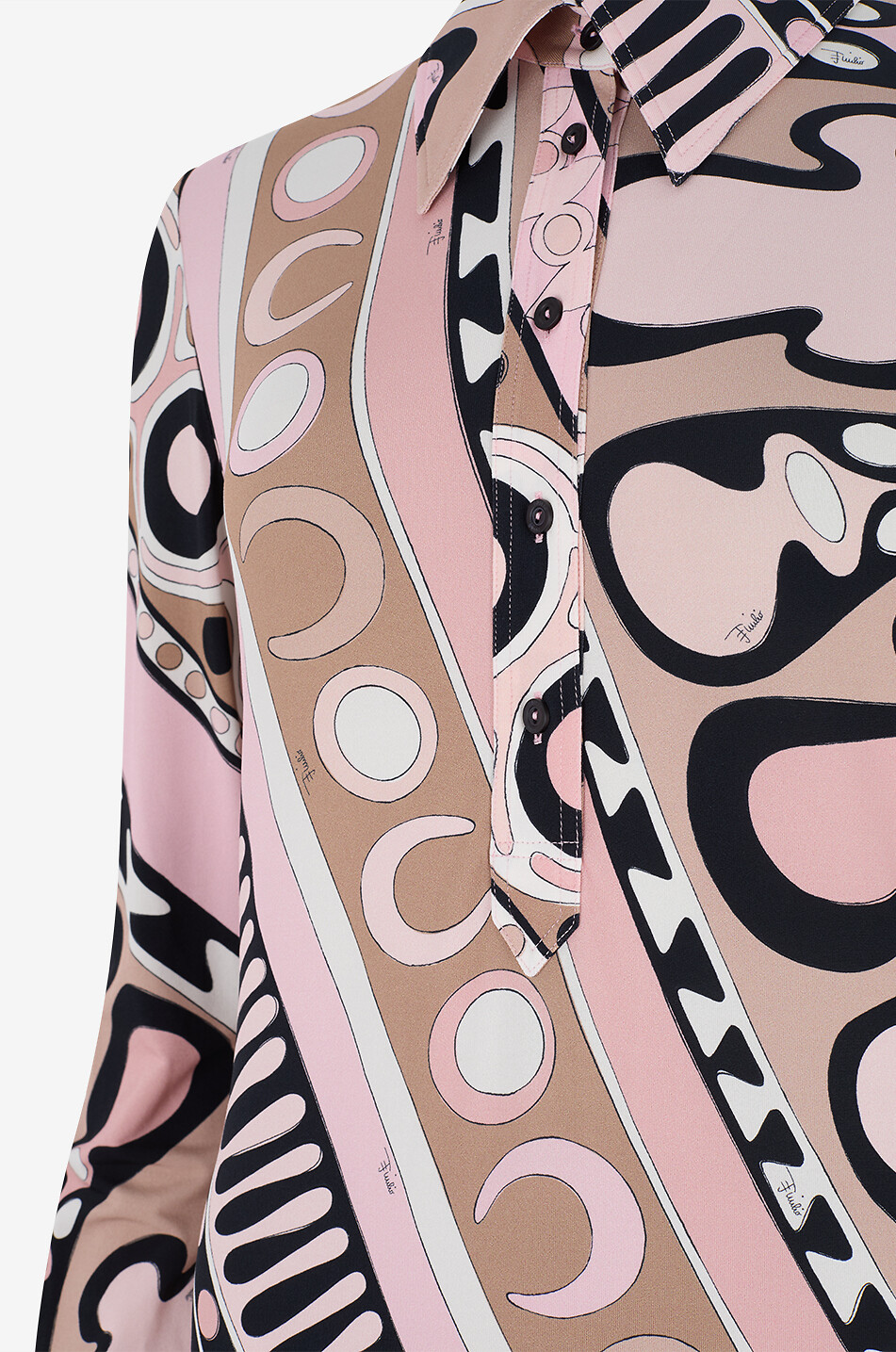 PUCCI Pointed collar fitted long dress in viscose Women MULTI COLOURED 3