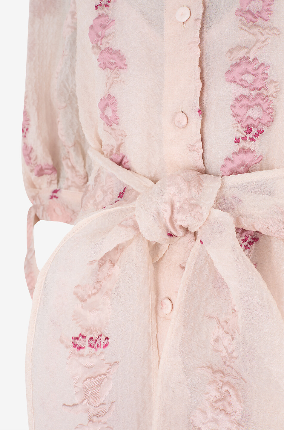 LUISA BECCARIA Long floral fil coupé organza jacquard shirt dress Women LIGHT PINK 3