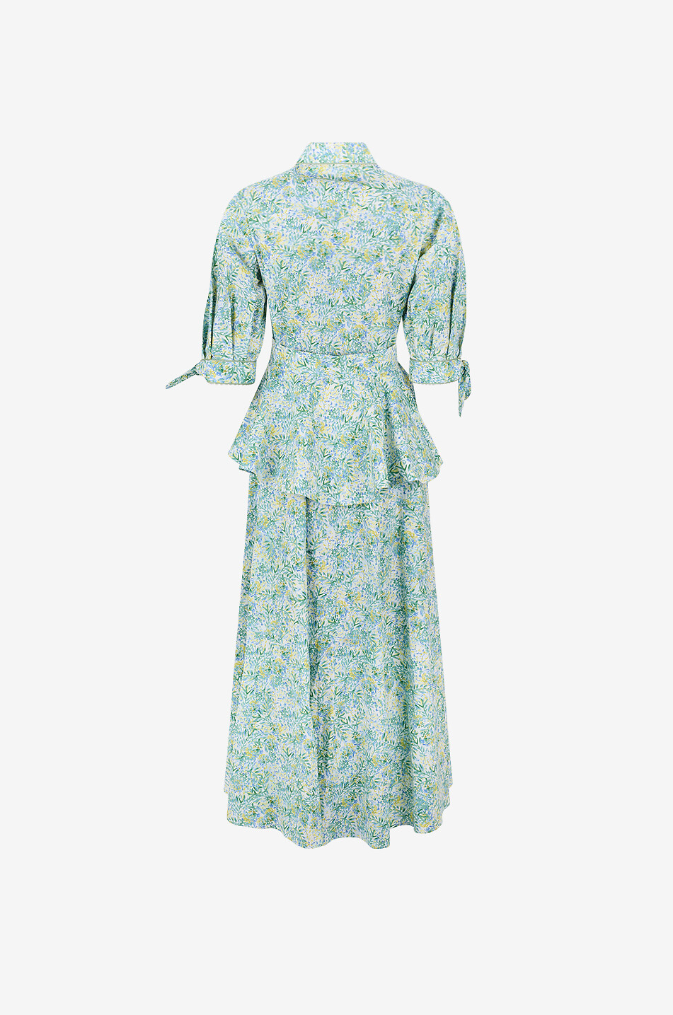 LUISA BECCARIA Long floral poplin shirt dress with removable peplum belt Women MULTI COLOURED 2