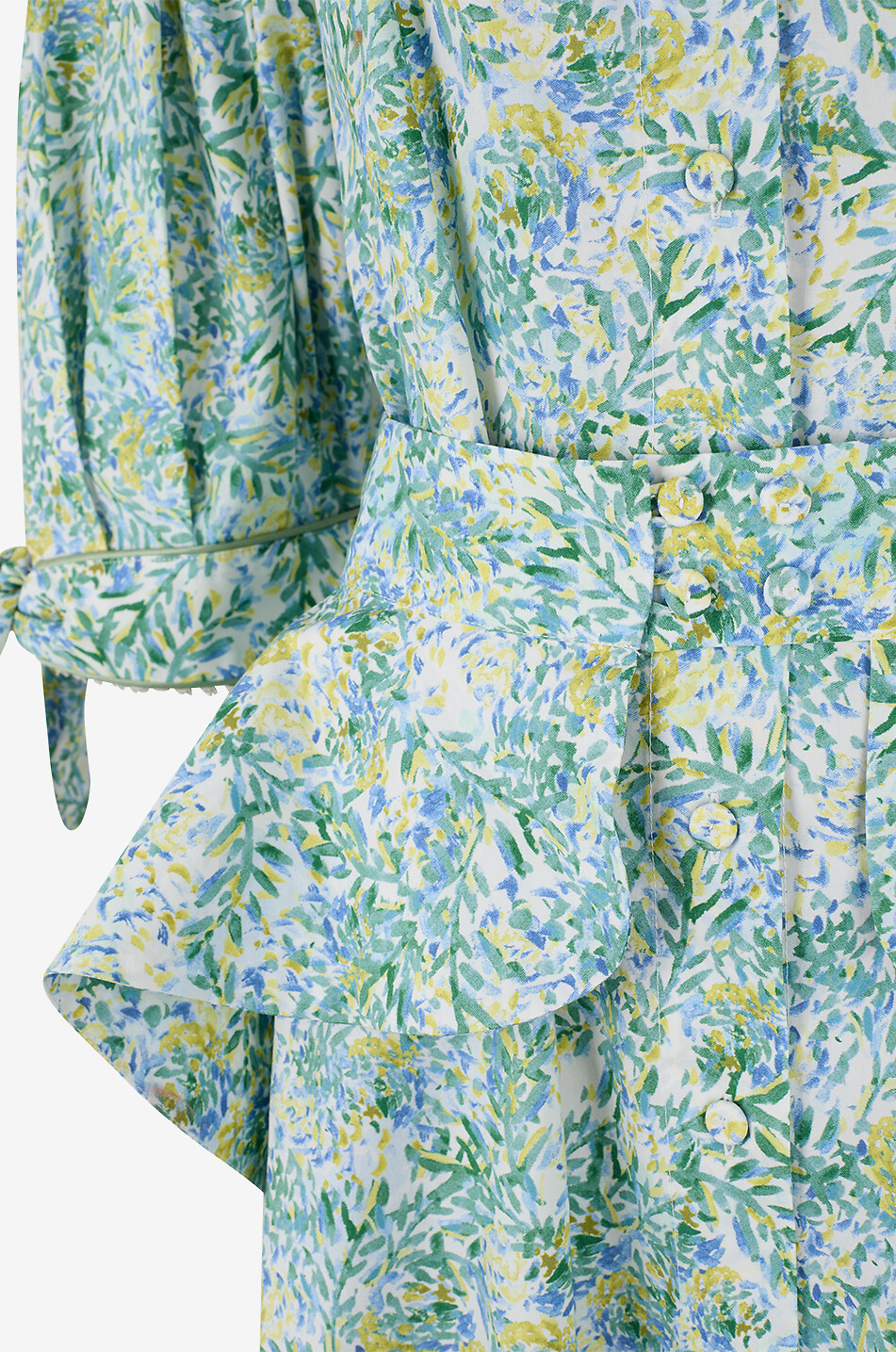 LUISA BECCARIA Long floral poplin shirt dress with removable peplum belt Women MULTI COLOURED 3