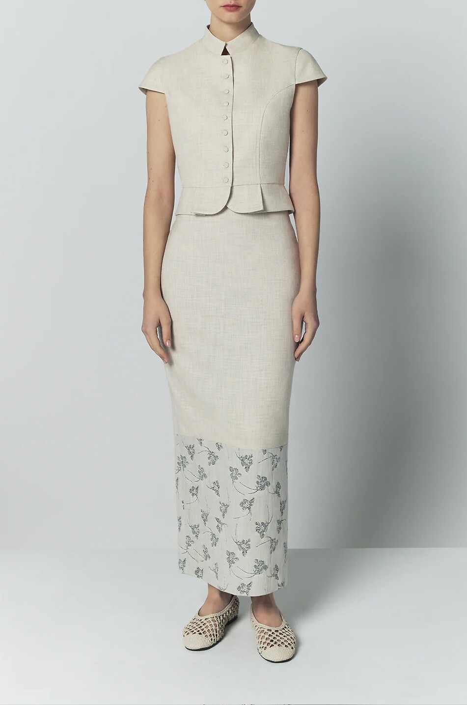 DESTREE Amoako Summer Miele canvas Mandarin collar lightweight jacket Women BROWN 3