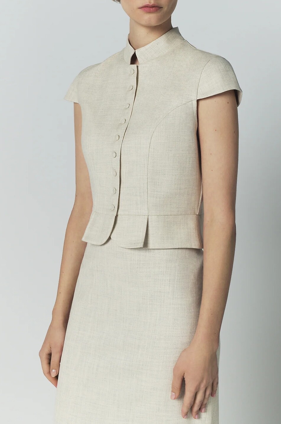 DESTREE Amoako Summer Miele canvas Mandarin collar lightweight jacket Women BROWN 4