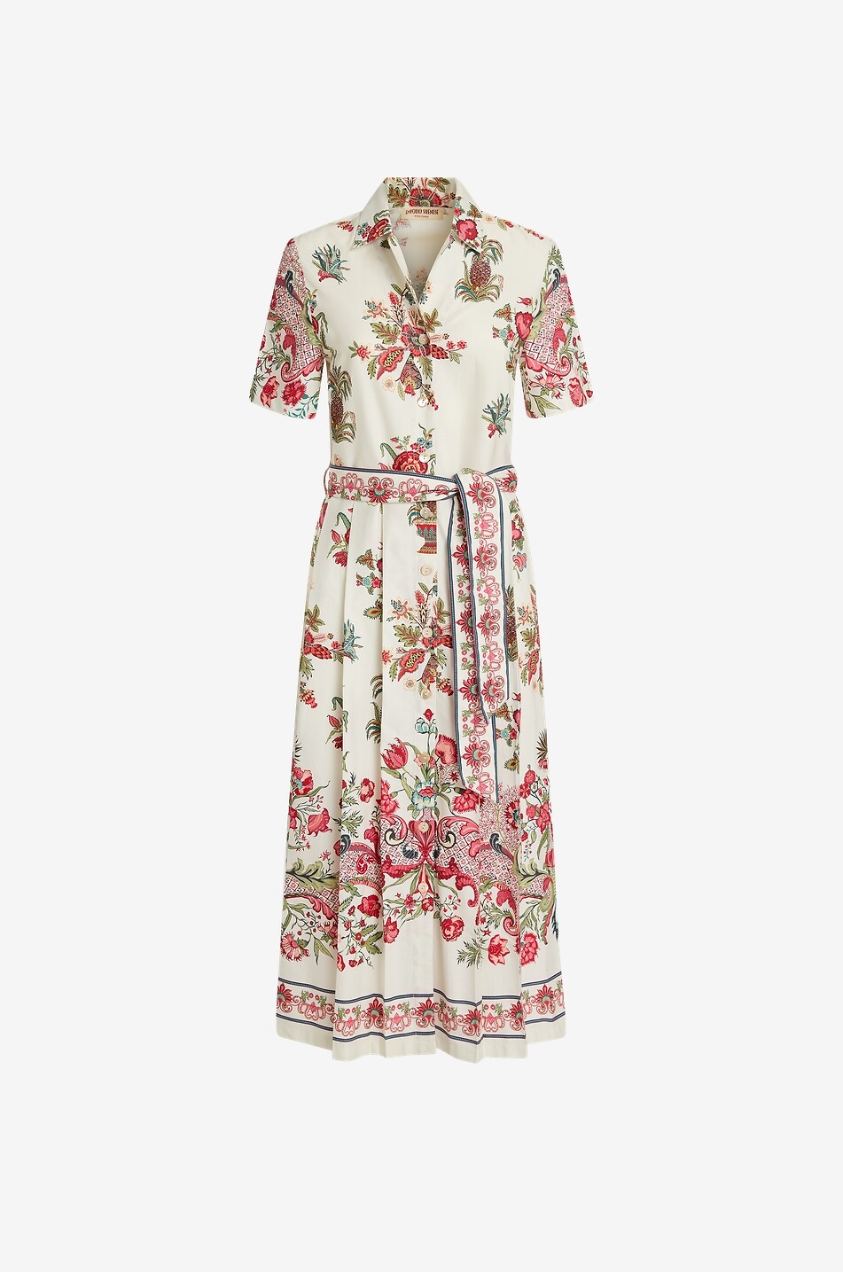 Claudia belted midi shirt dress in cotton twill