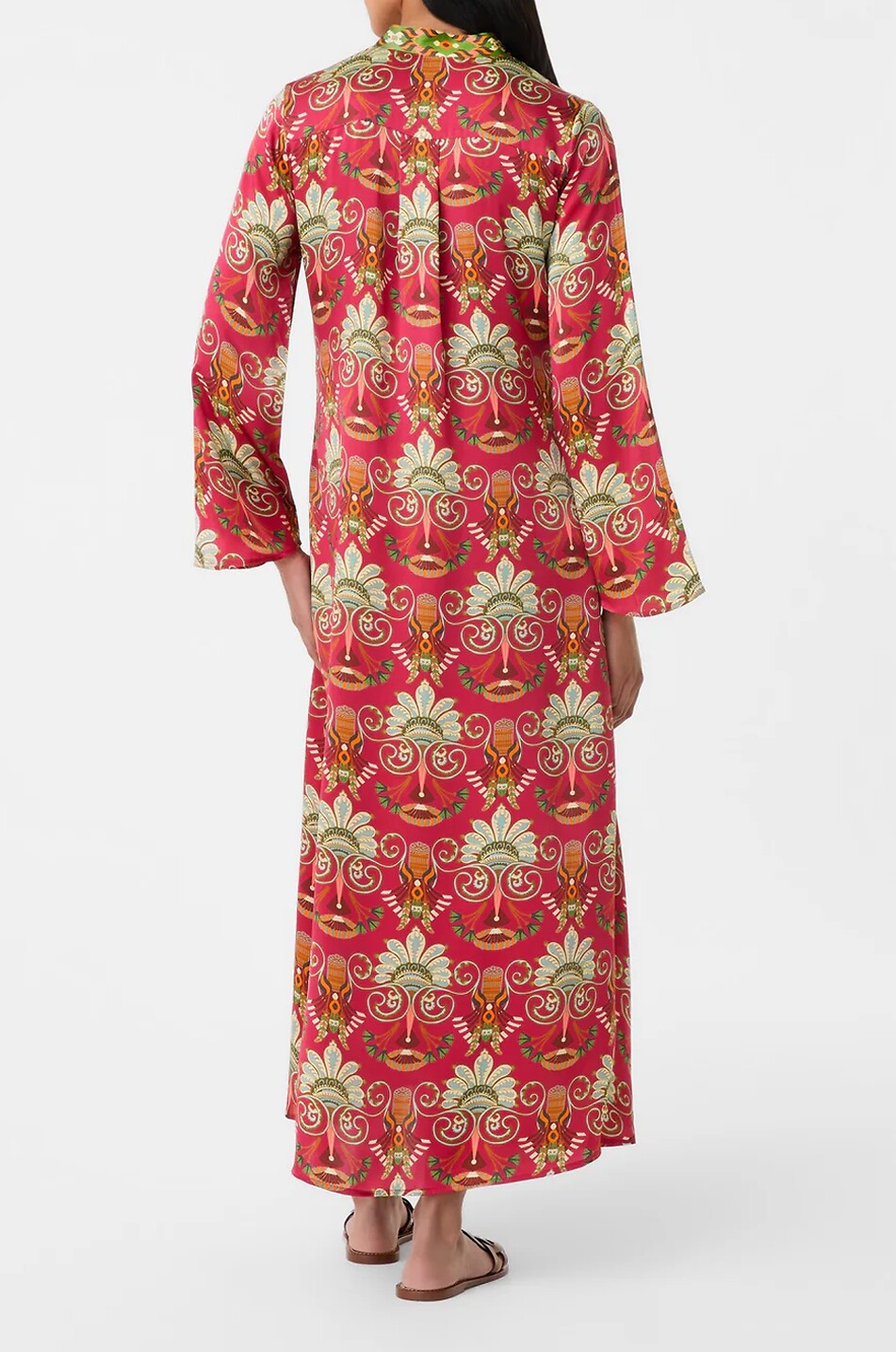 EMPORIO SIRENUSE Jenna silk long-sleeved flared dress Women RED 3