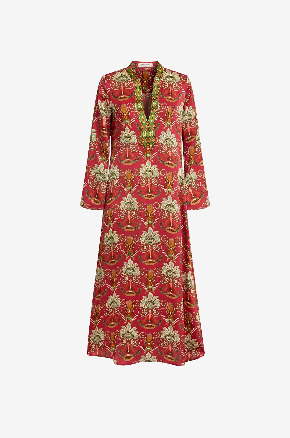EMPORIO SIRENUSE Jenna silk long-sleeved flared dress Women RED 1