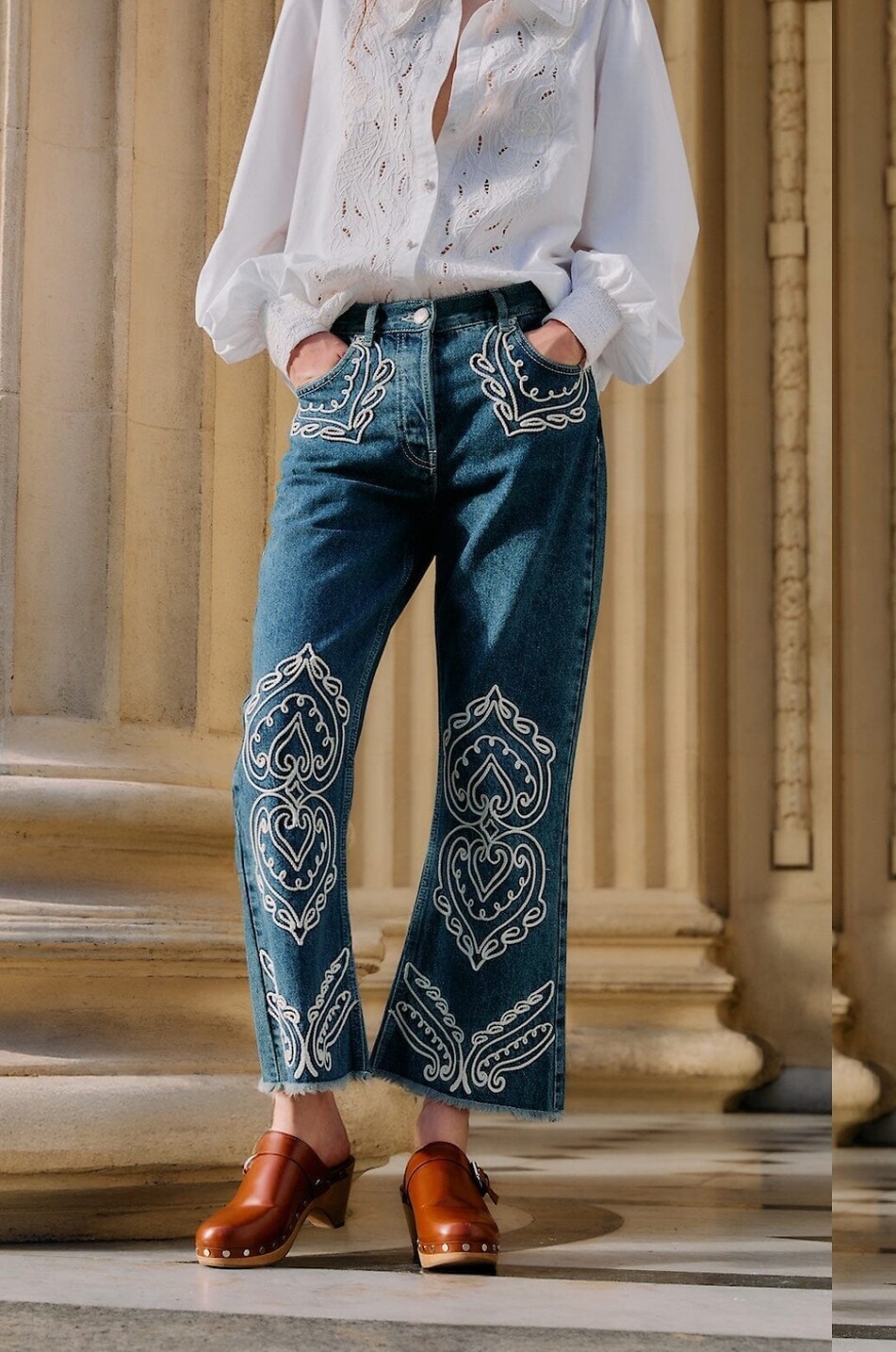 FARM RIO Cornely flared cropped embroidered jeans Women BLUE 3