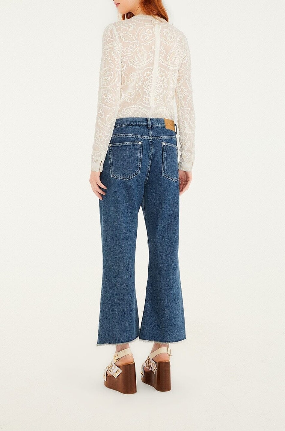 FARM RIO Cornely flared cropped embroidered jeans Women BLUE 4