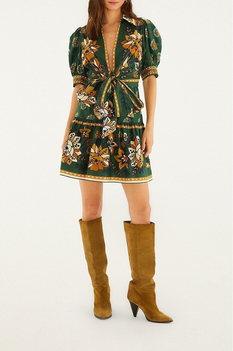 FARM RIO Ayla printed cotton mini dress Women GREEN 3