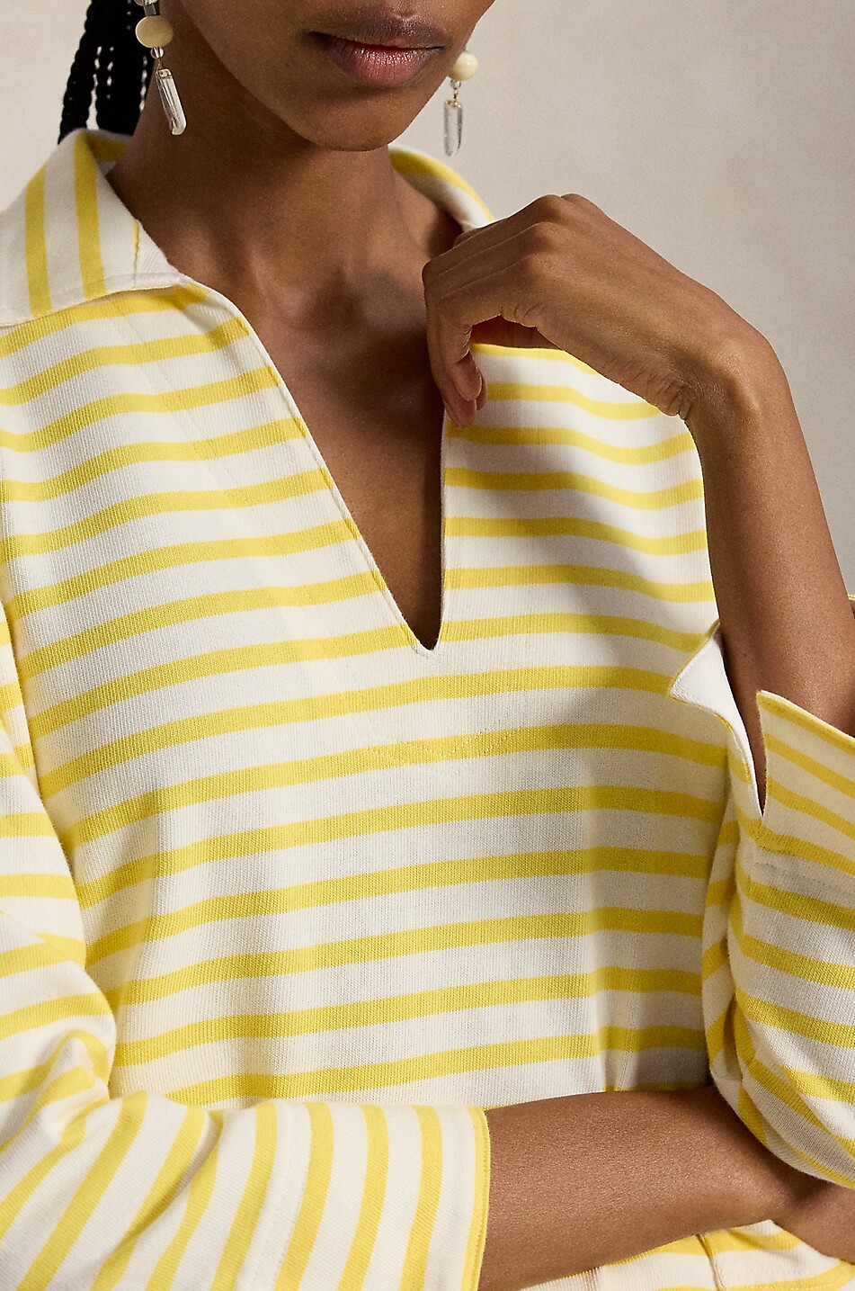 POLO RALPH LAUREN Striped cotton jersey Breton neck jumper Women LIGHT YELLOW 5
