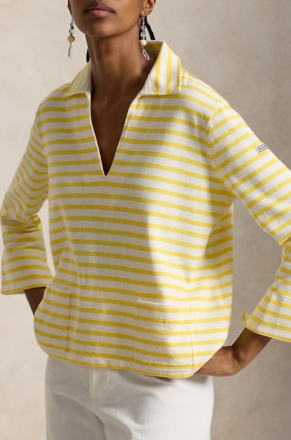 POLO RALPH LAUREN Striped cotton jersey Breton neck jumper Women LIGHT YELLOW 2