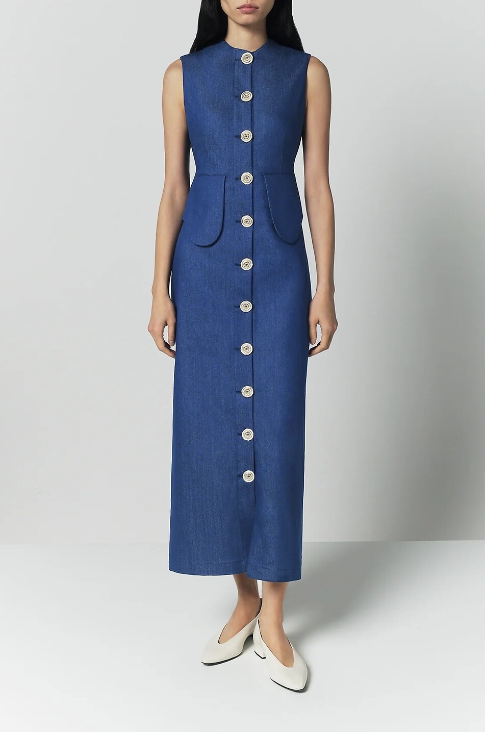 DESTREE Tailliertes Midi-Kleid ohne Ärmel aus Denim Laetitia Damen BLAU 5