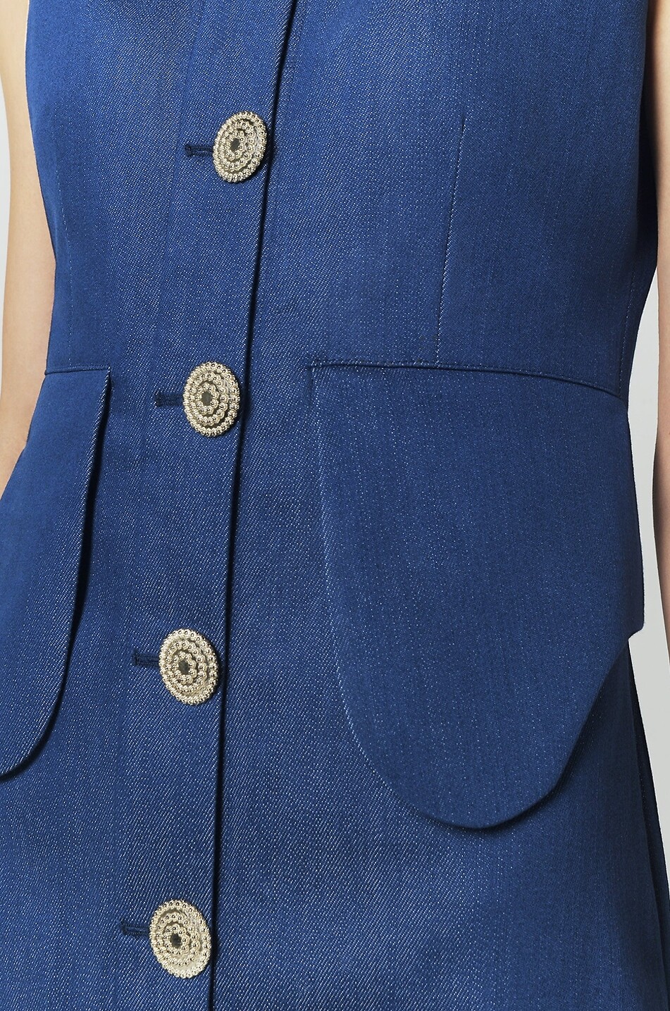 DESTREE Tailliertes Midi-Kleid ohne Ärmel aus Denim Laetitia Damen BLAU 4