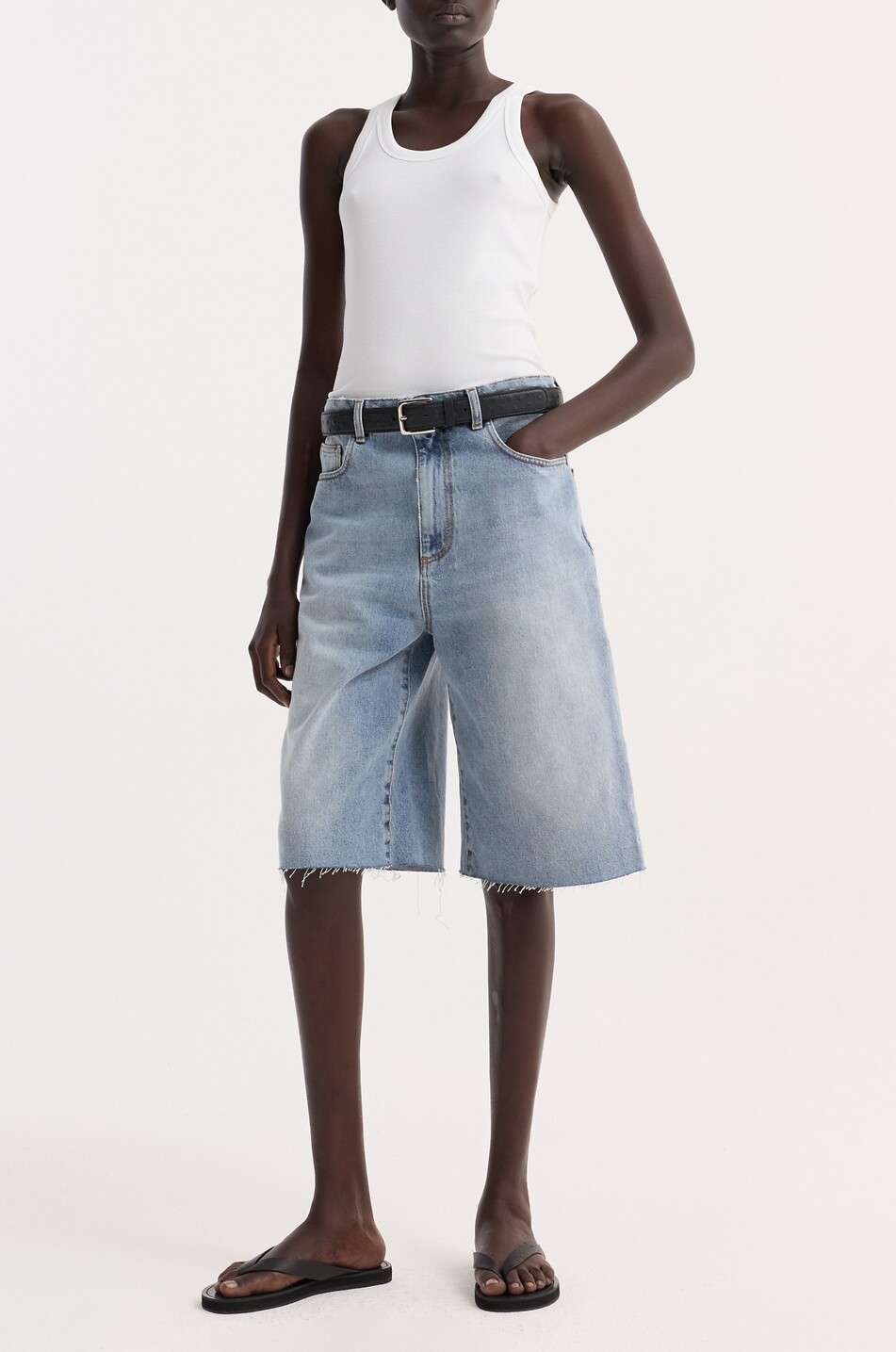 RÓHE Wide-fit cotton denim bermuda shorts Women BLUE 2