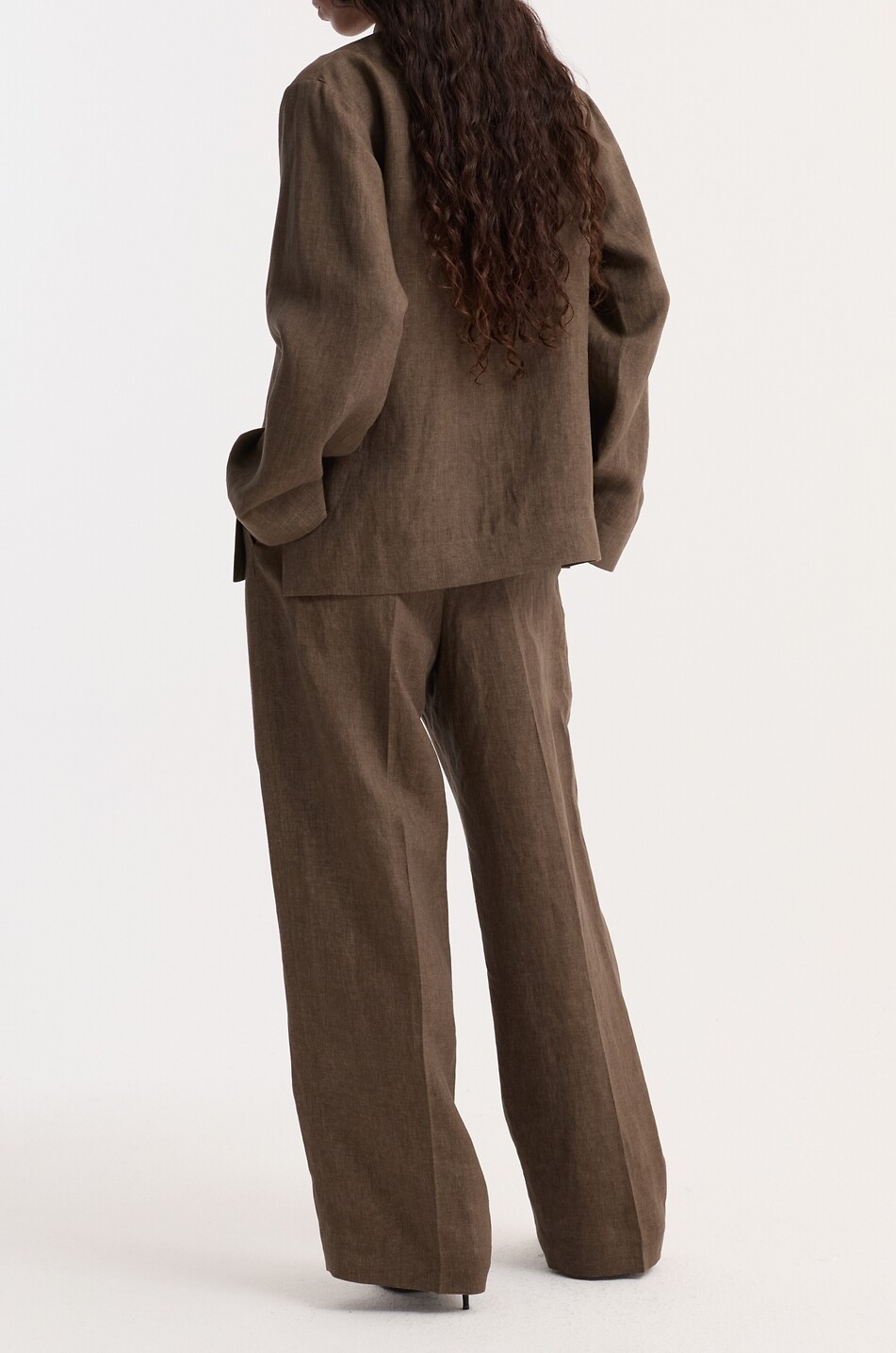 RÓHE Short linen stand-collar lightweight jacket Women BROWN 5