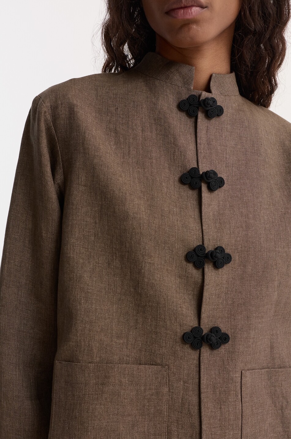 RÓHE Short linen stand-collar lightweight jacket Women BROWN 6