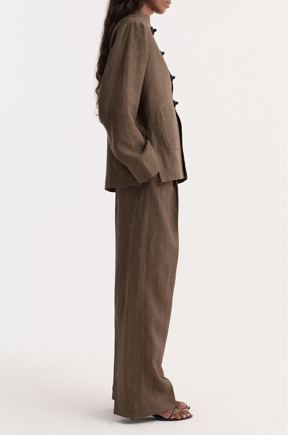 RÓHE Short linen stand-collar lightweight jacket Women BROWN 3