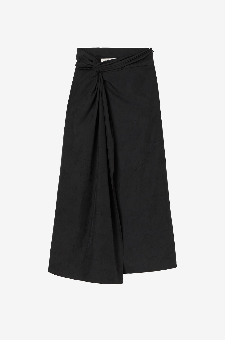 Draped crinkle-effect long wrap skirt