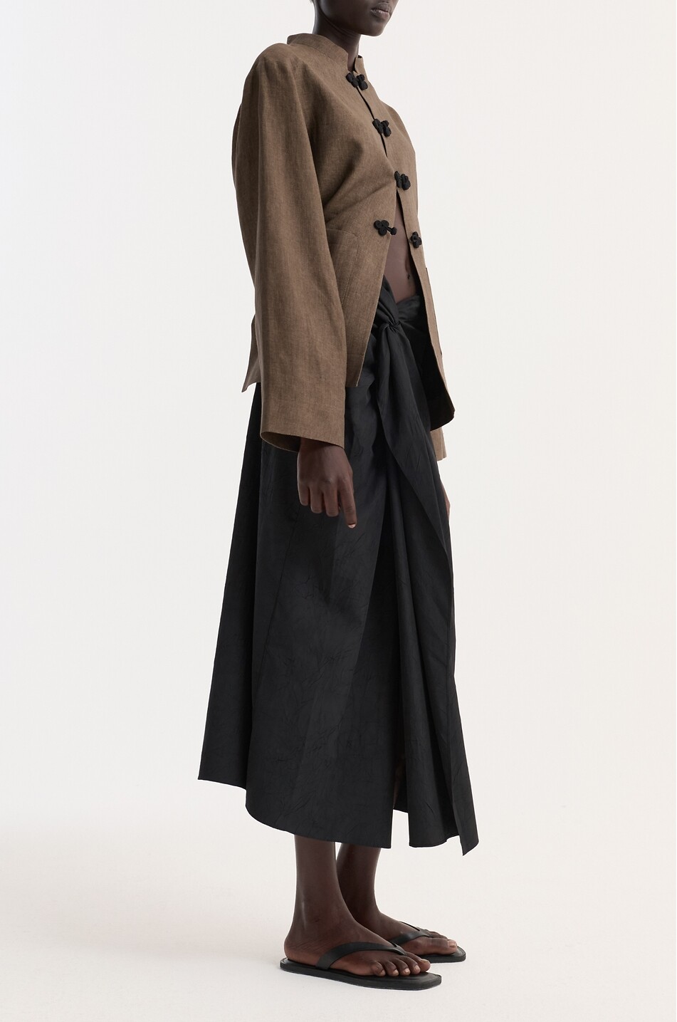 RÓHE Draped crinkle-effect long wrap skirt Women BLACK 6