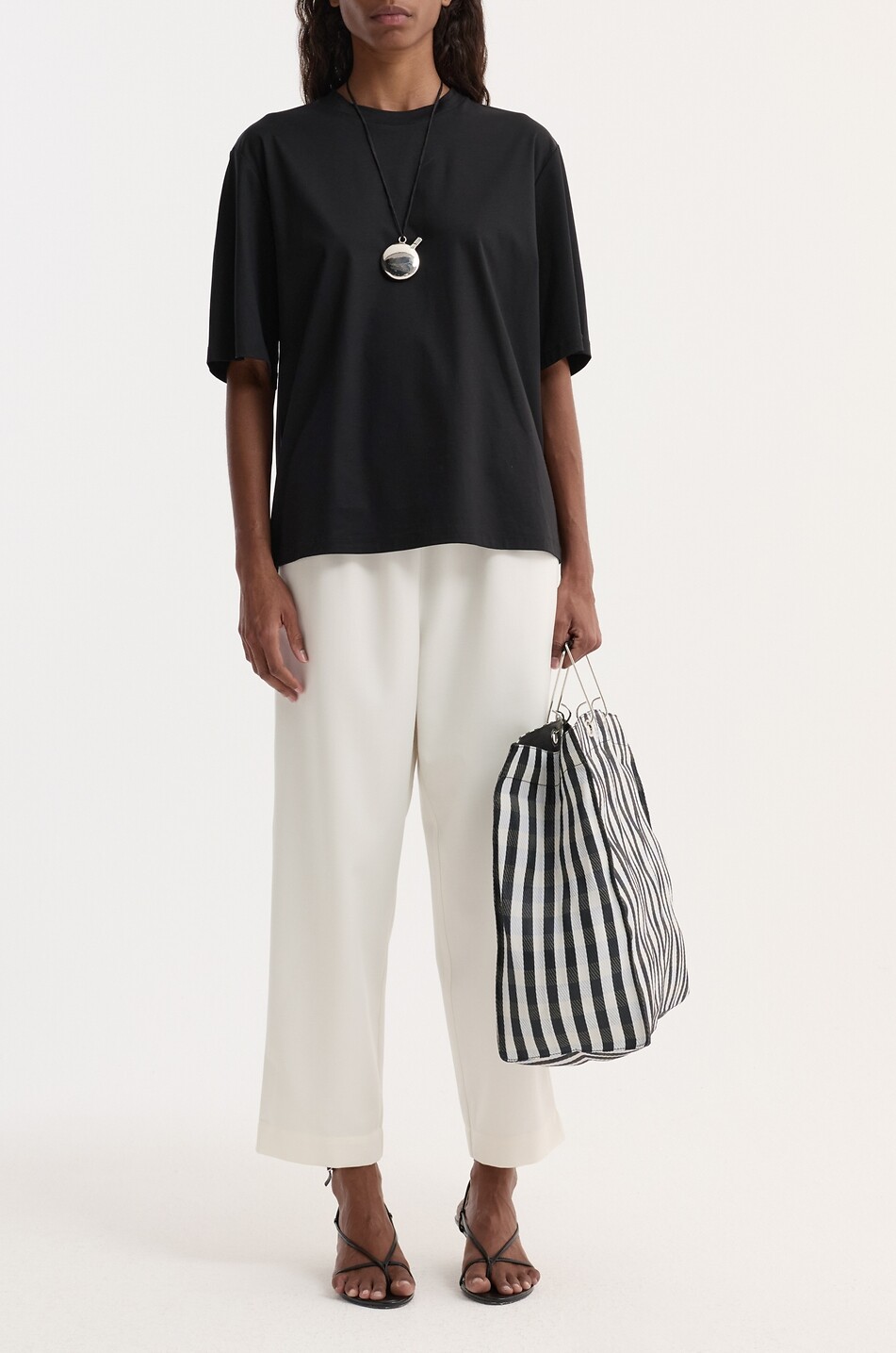RÓHE Wide-leg cropped trousers with elasticated waist in blended wool Women EGGSHELL 2