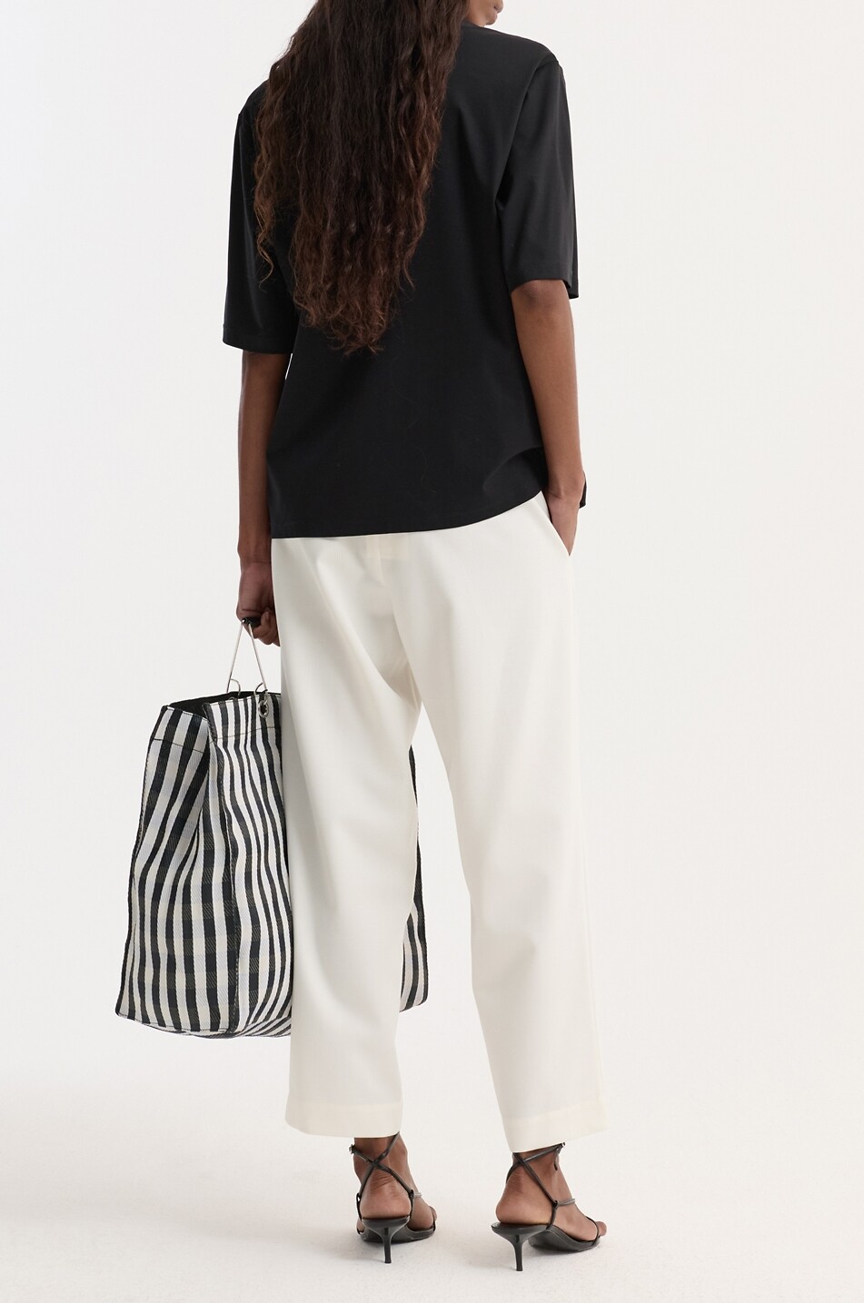 RÓHE Wide-leg cropped trousers with elasticated waist in blended wool Women EGGSHELL 3