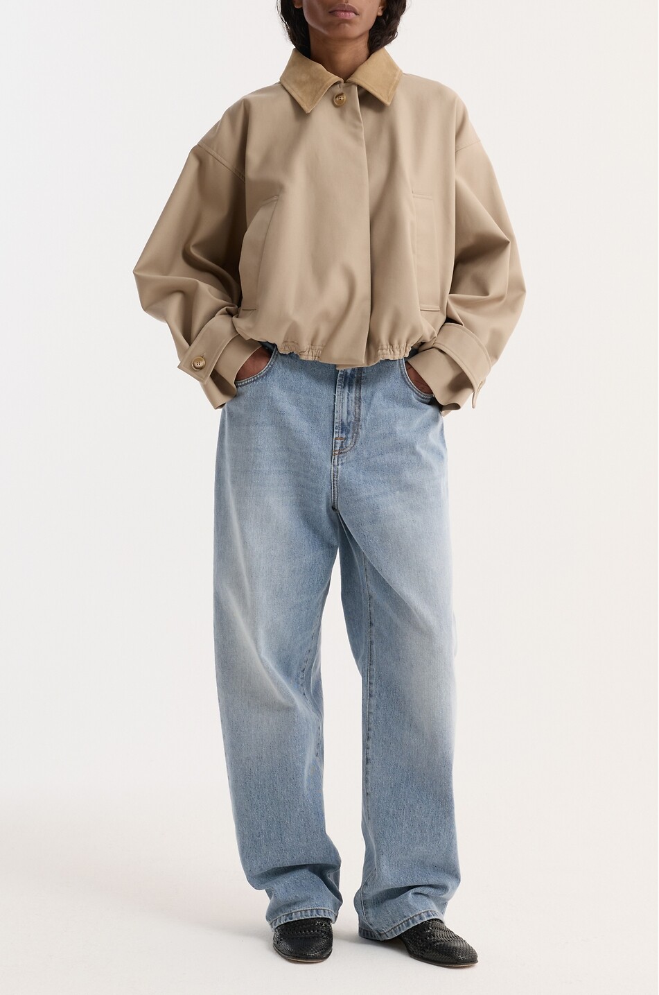 RÓHE Short cotton bomber jacket with batwing sleeves Women BEIGE 2