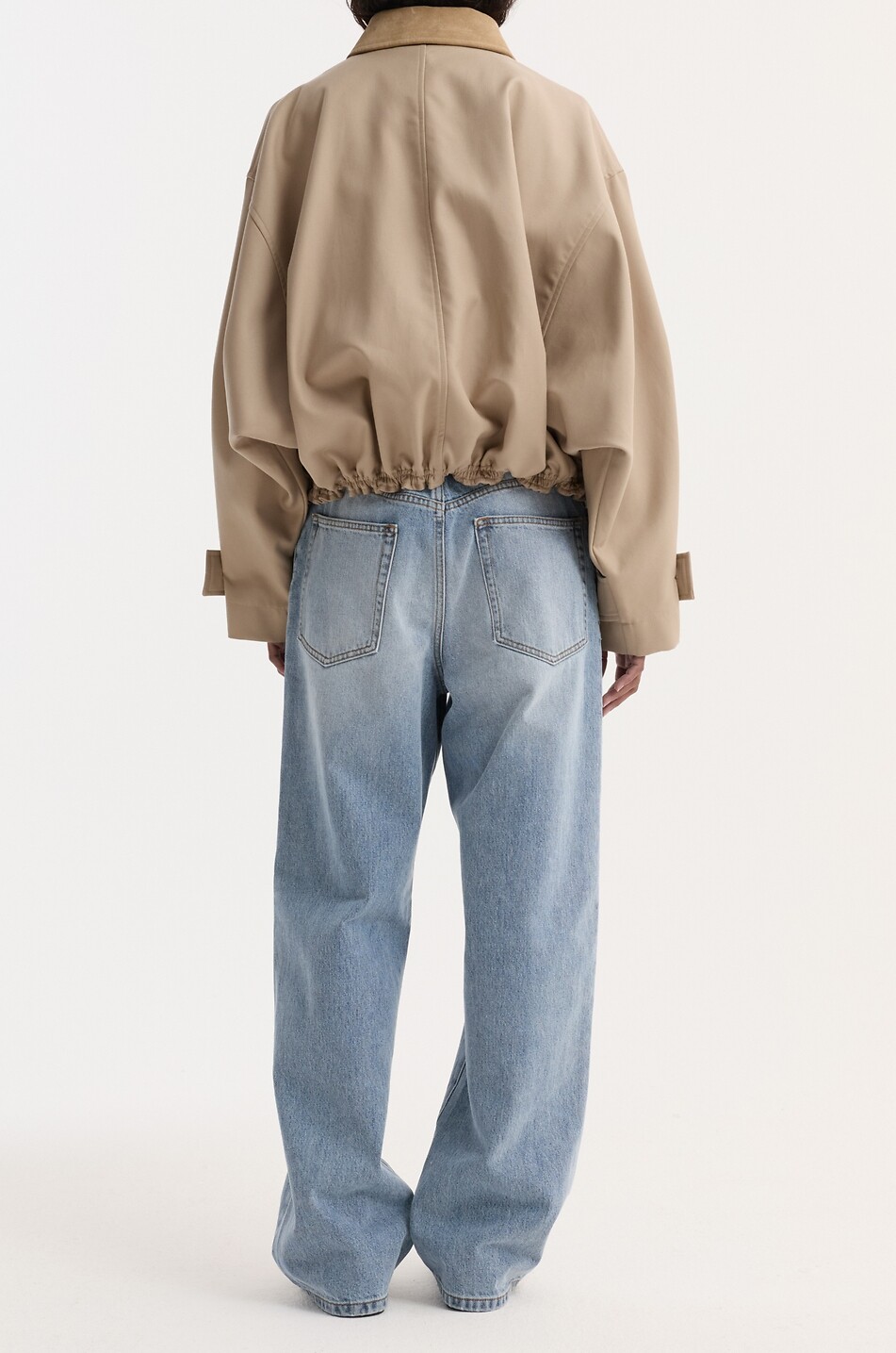 RÓHE Short cotton bomber jacket with batwing sleeves Women BEIGE 3