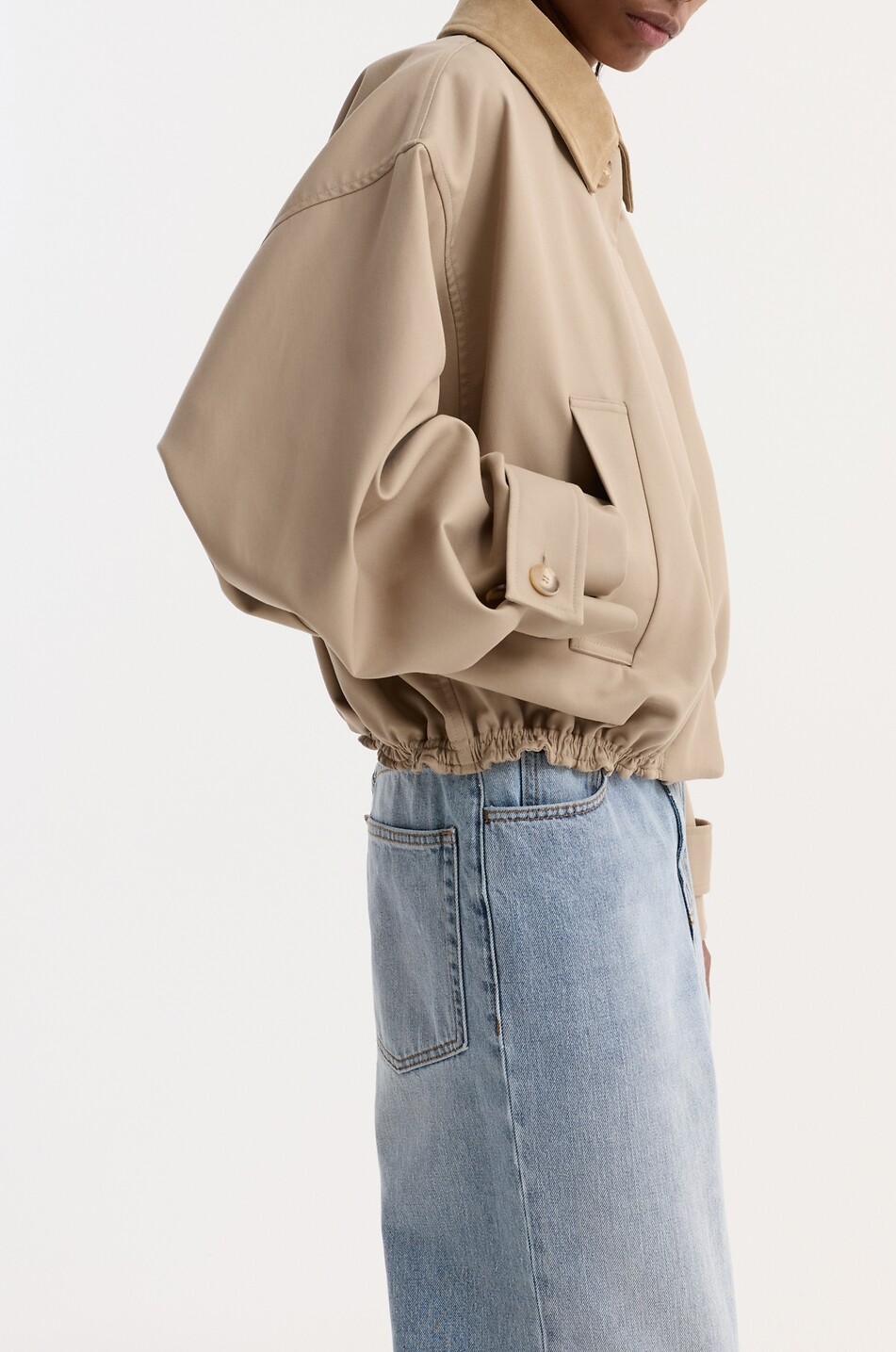 RÓHE Short cotton bomber jacket with batwing sleeves Women BEIGE 5