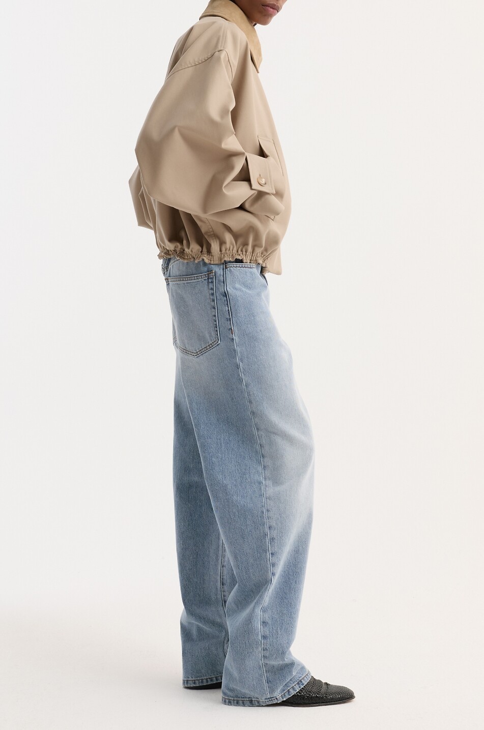 RÓHE Short cotton bomber jacket with batwing sleeves Women BEIGE 6