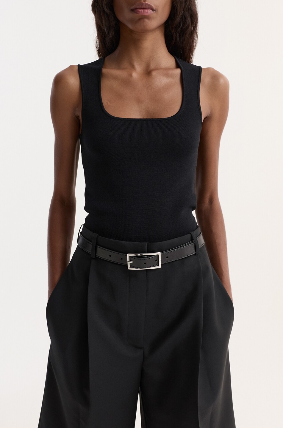 RÓHE Top sans manches à col carré en viscose mélangée Femme NOIR 5