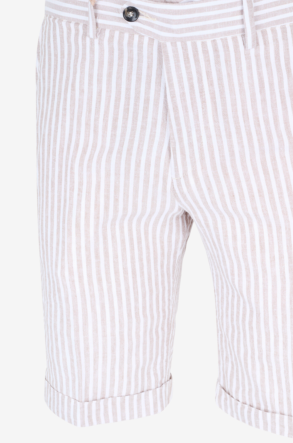 B SETTECENTO Striped linen shorts Men BEIGE 3