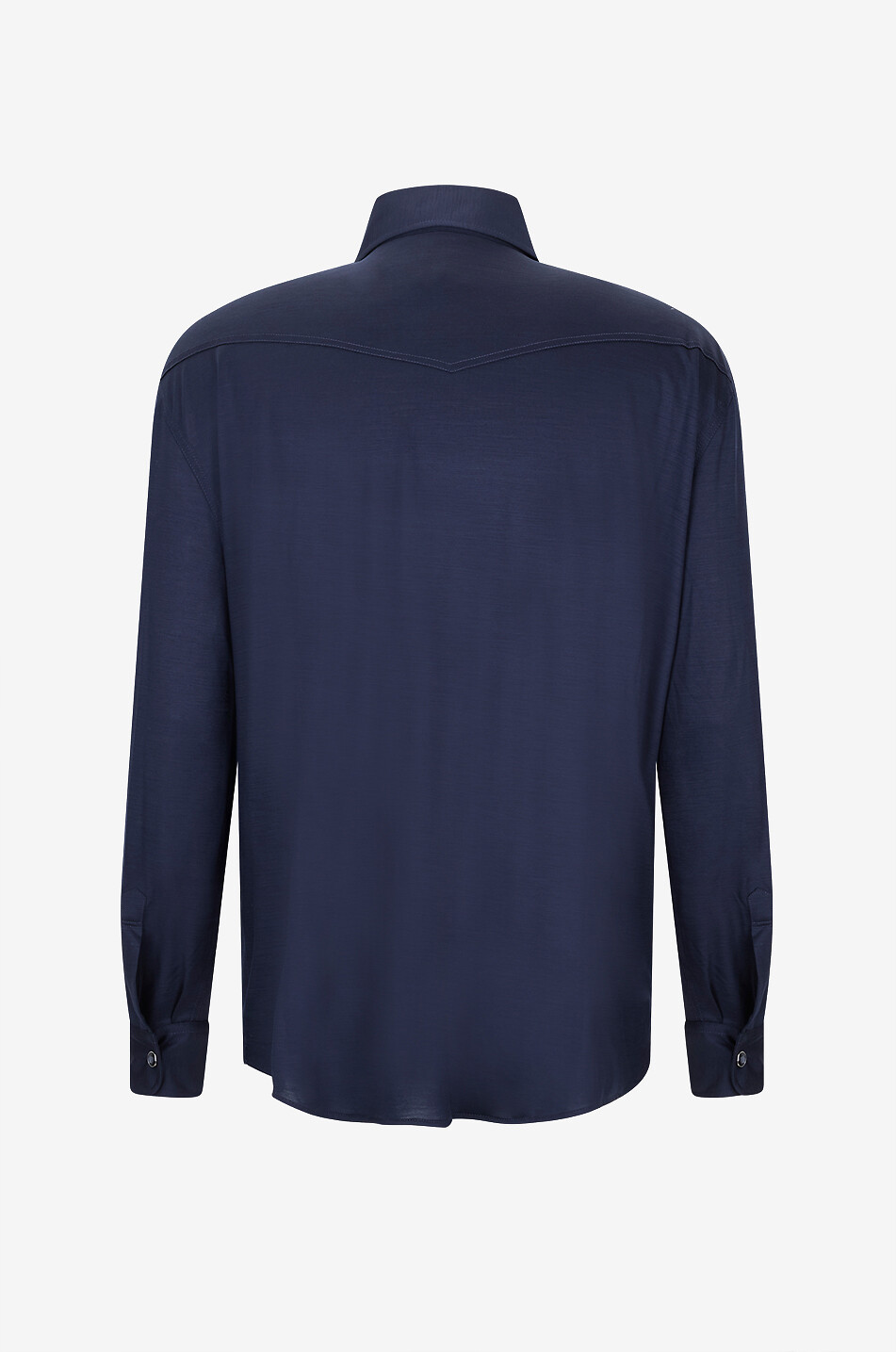 MARCO PESCAROLO Chemise à col cutaway en laine Ribot Homme BLEU FONCE 2