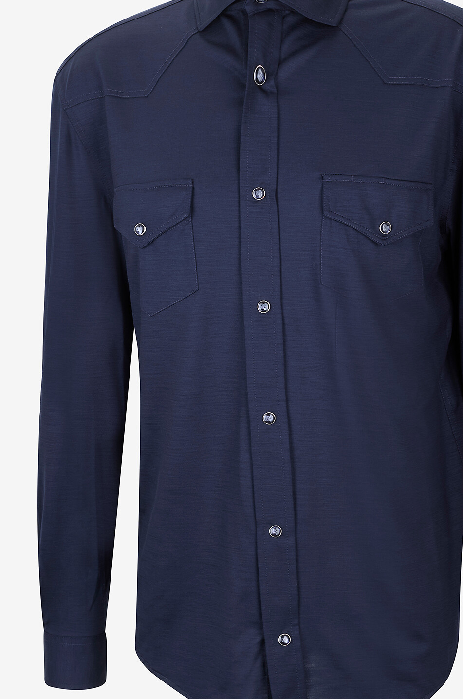 MARCO PESCAROLO Chemise à col cutaway en laine Ribot Homme BLEU FONCE 3