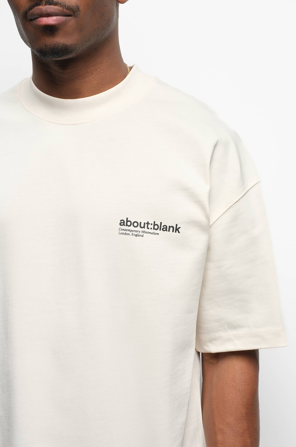 ABOUT:BLANK T-shirt oversize à col rond en coton Dual Logo Homme BLANC 5