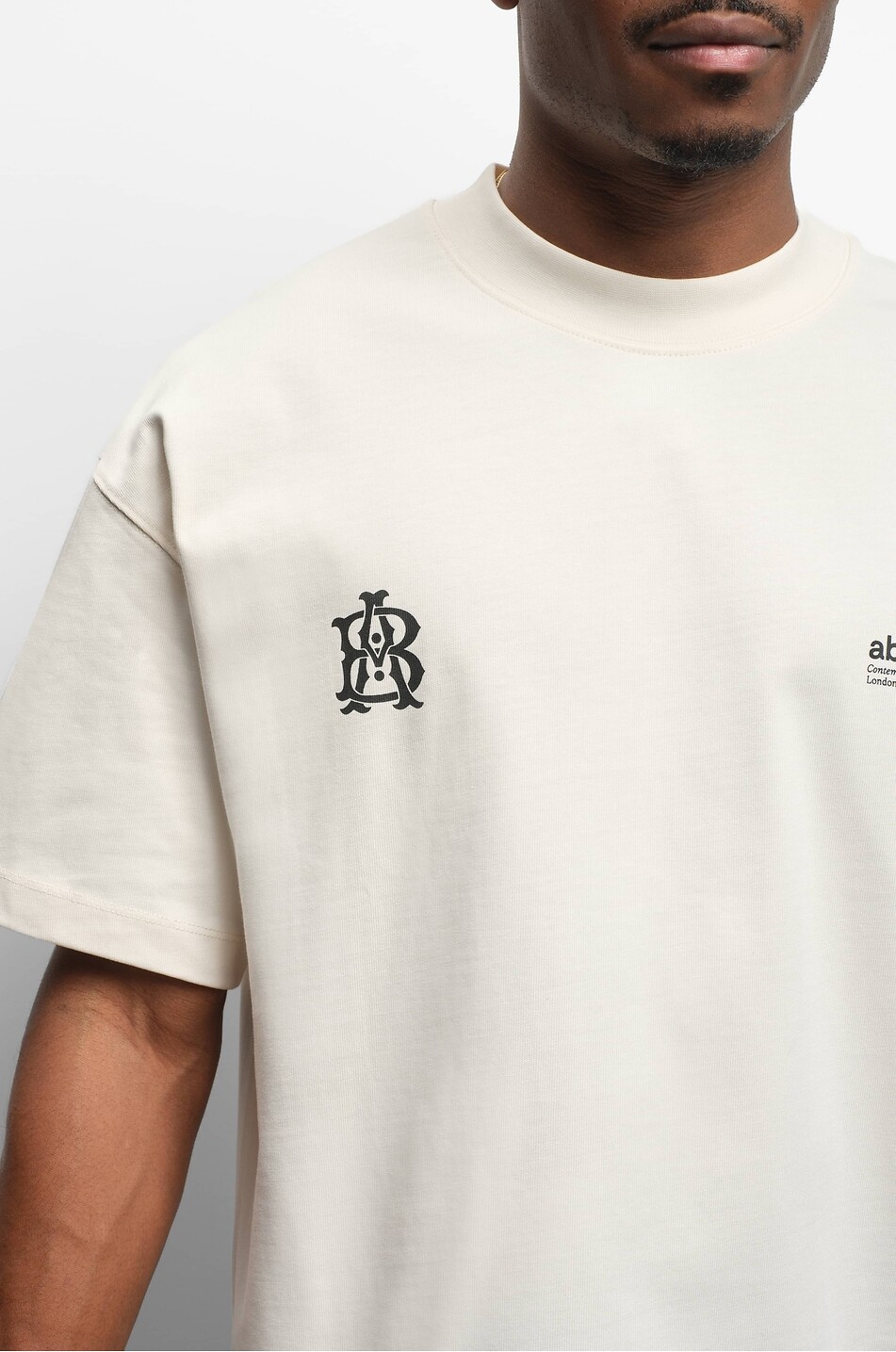 ABOUT:BLANK T-shirt oversize à col rond en coton Dual Logo Homme BLANC 6
